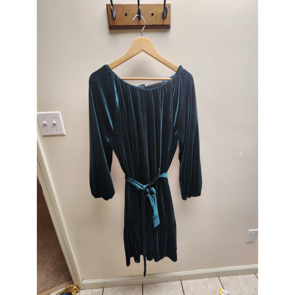 Draper James RSVP Emerald Green Velvet Mini Dress Open Back‎ Tie XL